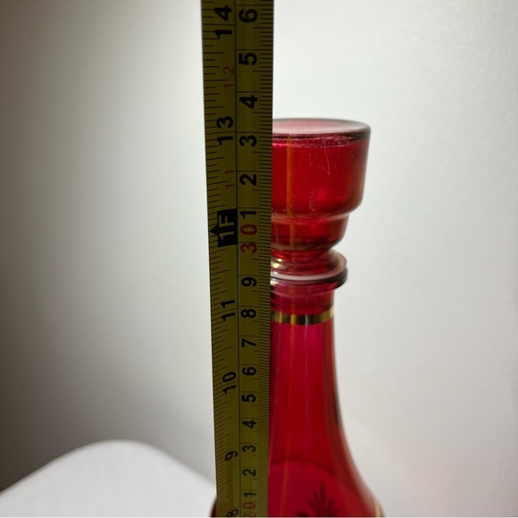 Vintage MCM Ruby Red and Gold Decanter Set - Picture 4 of 6